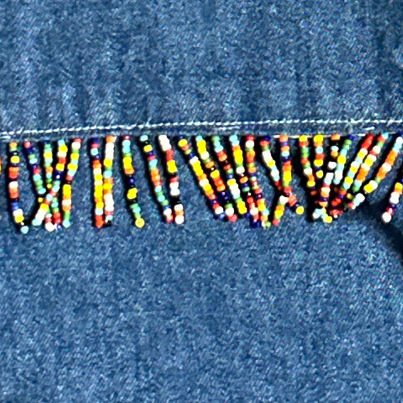 Central Falls • USA • Denim • Girl (Medium) • Blue • Beaded Fringe • Blouse •New - Picture 3 of 13